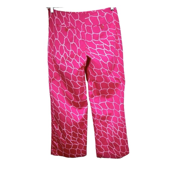 Lilly Pulitzer Wide Leg Pants SZ 8 Pink Rope Print Side Zip Falling Off the Grid - Picture 3 of 9